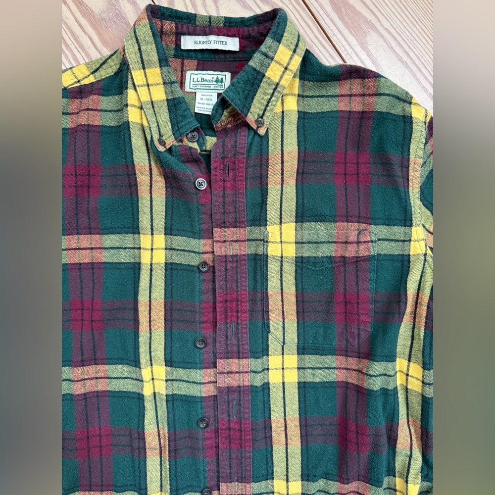 LL bean scotch plaid flannel shirt size m